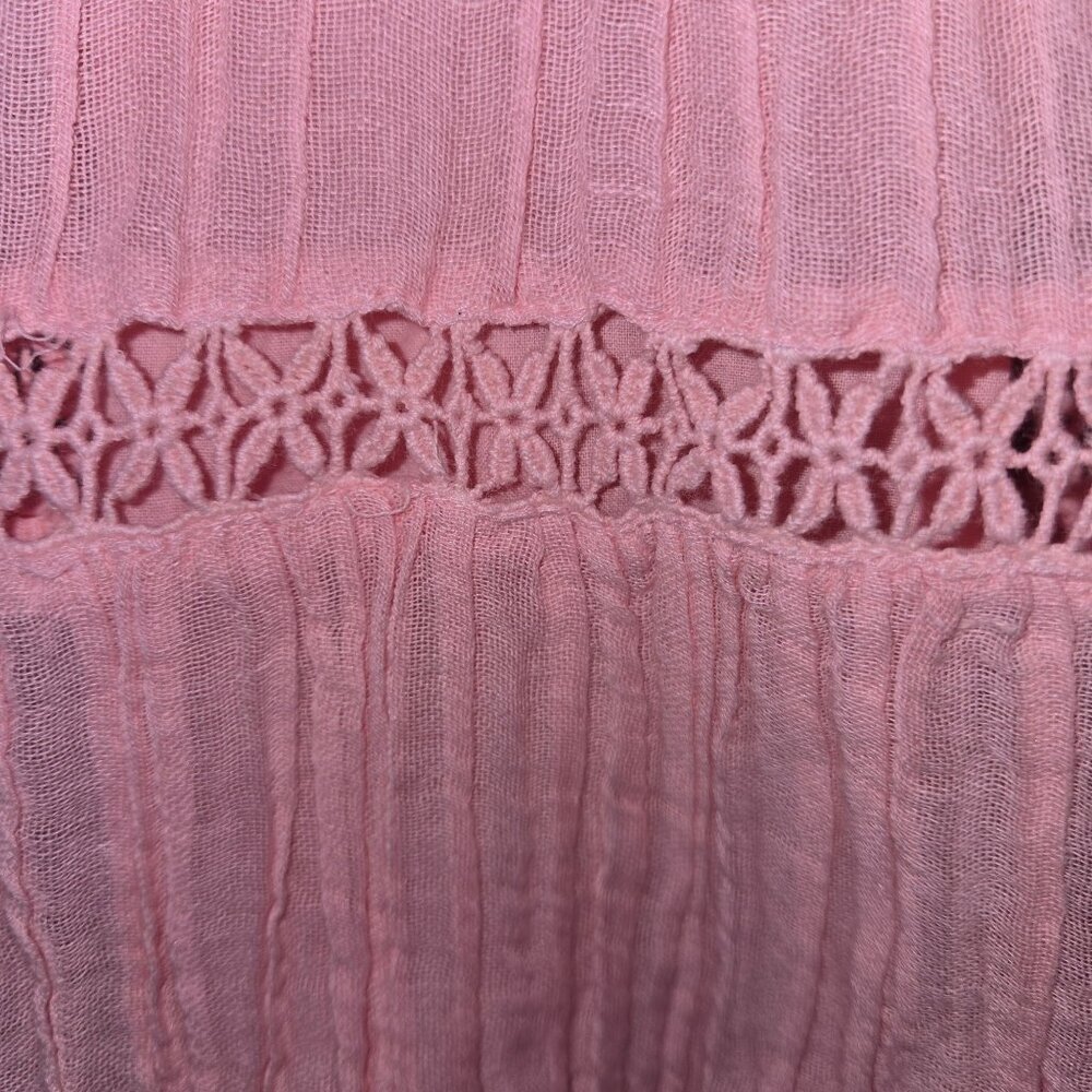 Guess Pink Lace Long Sleeve Button-Down Dress arita dress without belt - Picture 12 of 16
